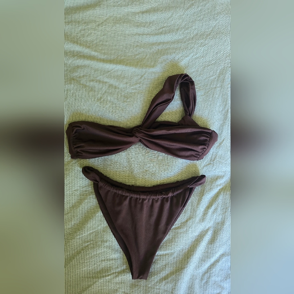 Brown Bikini Top and Bottom Set